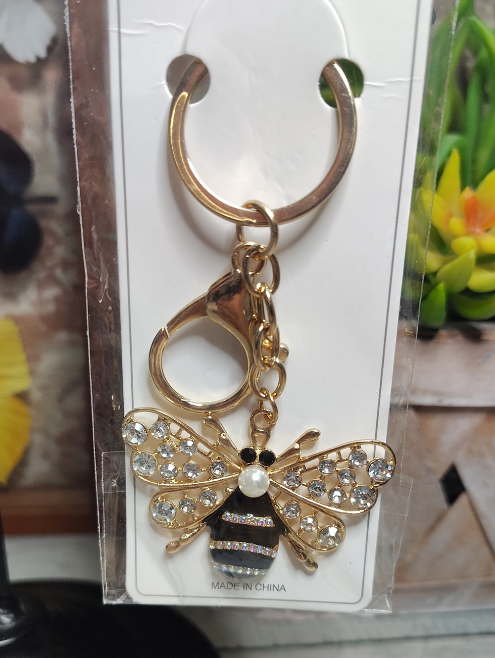 🐝Blingy Bee Keychain/ Bag Charm w/ Faux Pearl Accents Multiple Colors Avail